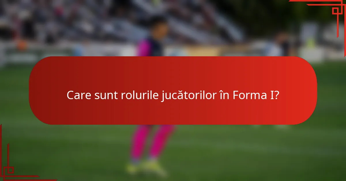 Care sunt rolurile jucătorilor în Forma I?