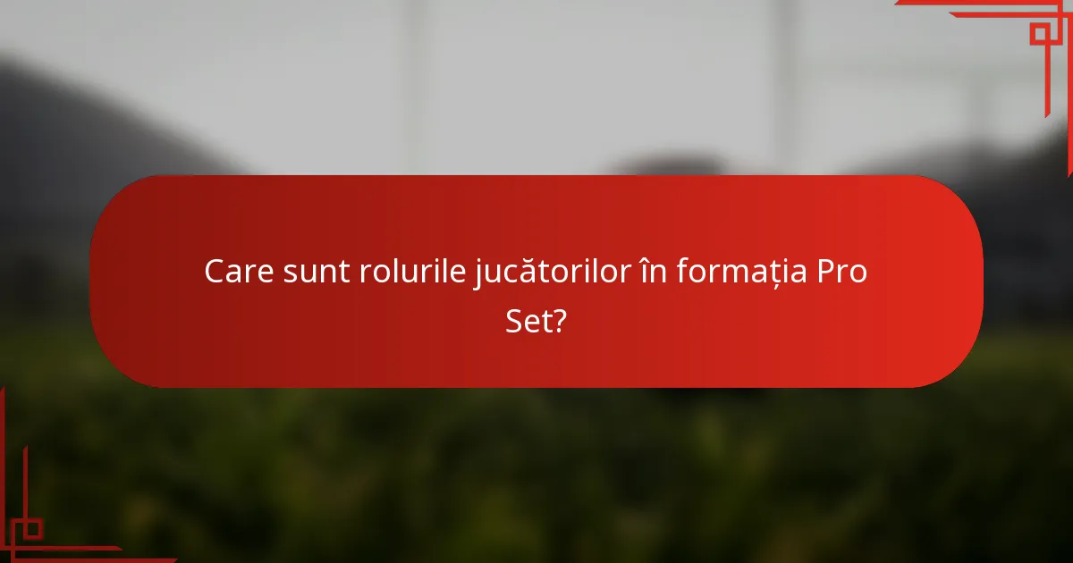 Care sunt rolurile jucătorilor în formația Pro Set?