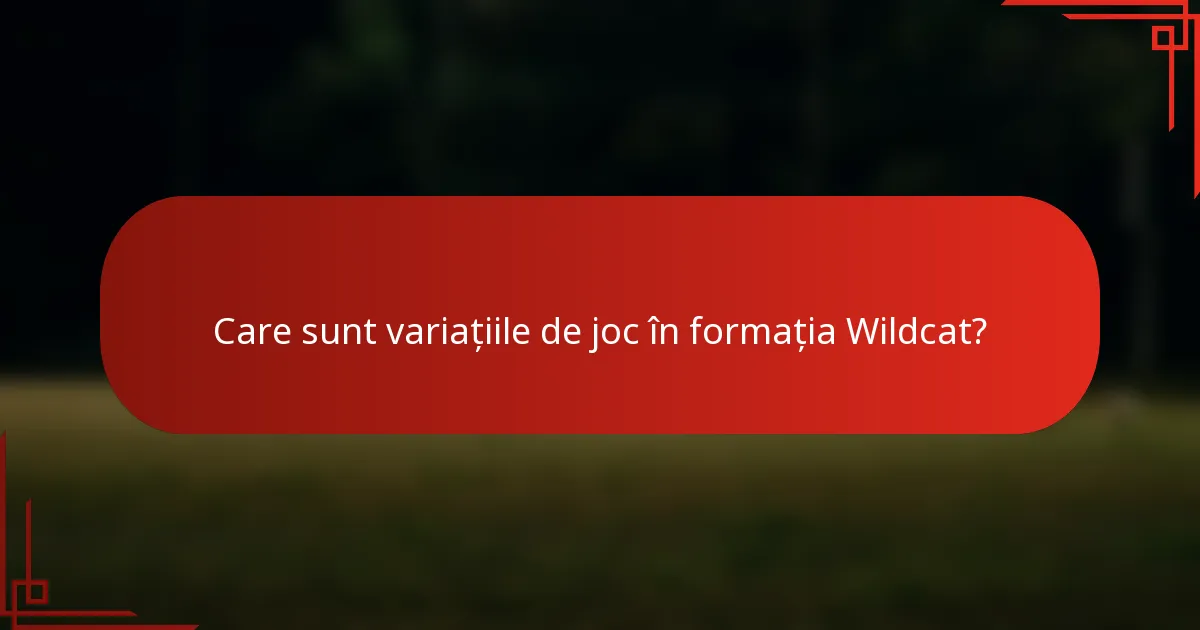 Care sunt variațiile de joc în formația Wildcat?