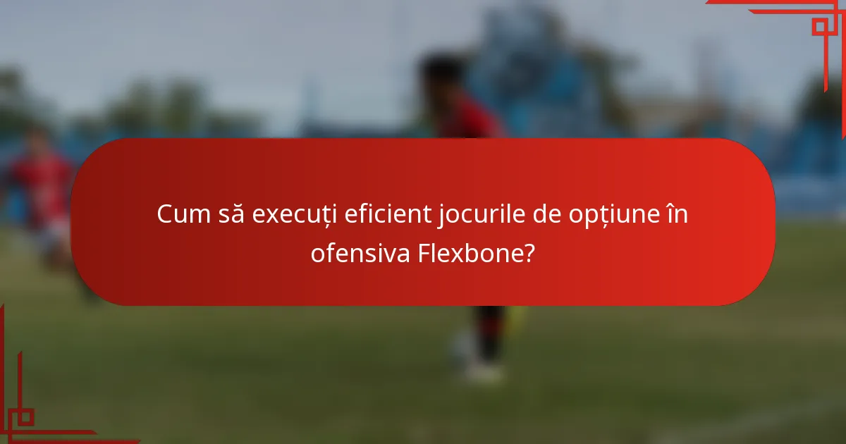 Cum să execuți eficient jocurile de opțiune în ofensiva Flexbone?